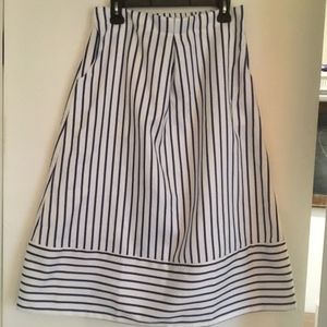 Anthropology Blue and White striped Cotton L skirt